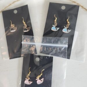 Gold Whale Earrings Set